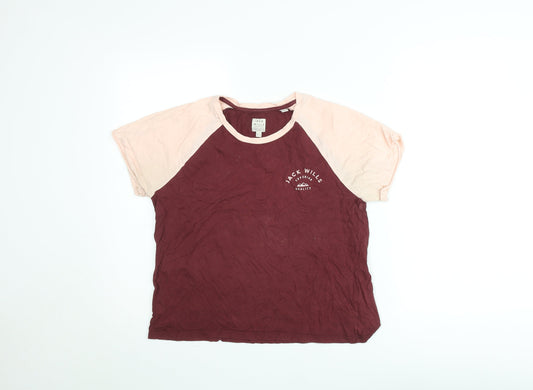 Jack Wills Women's Multicoloured Raglan Crew Neck T-Shirt Size 12