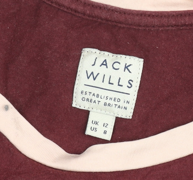 Jack Wills Women's Multicoloured Raglan Crew Neck T-Shirt Size 12
