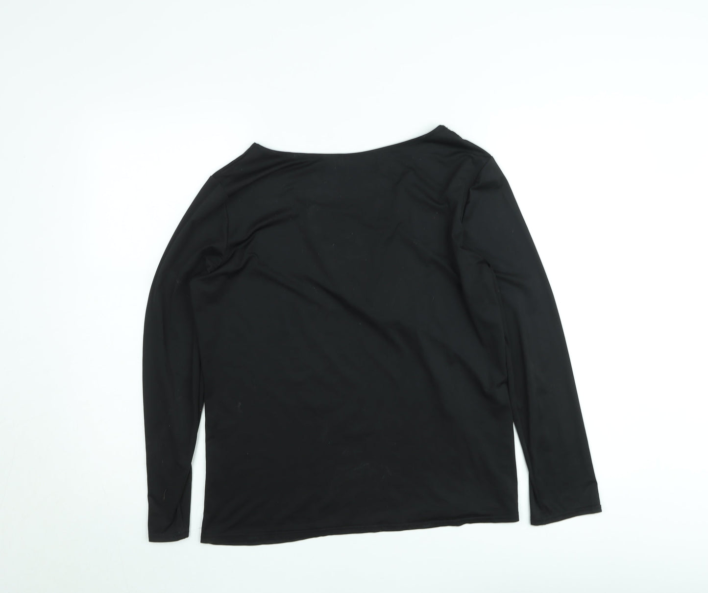 Nuoxi Women's Black Long Sleeve V-Neck Lace Up Blouse Size M