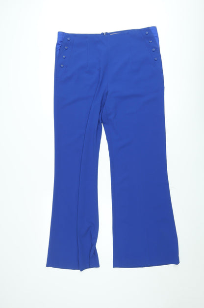 A|wear Women's Blue Size 14 Straight Leg Crepe Trousers