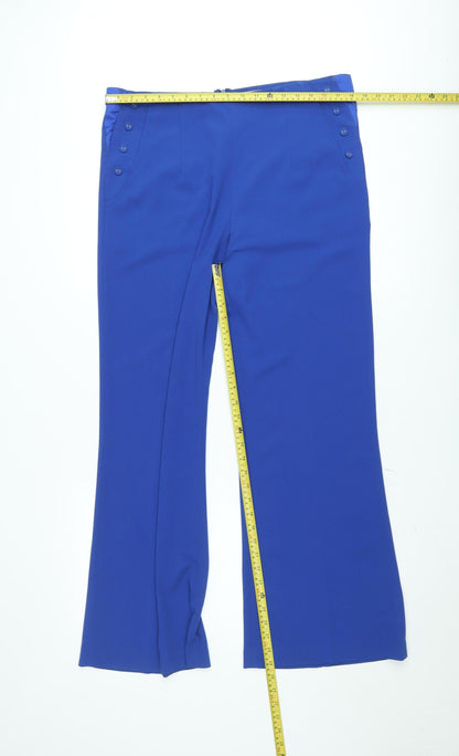 A|wear Women's Blue Size 14 Straight Leg Crepe Trousers