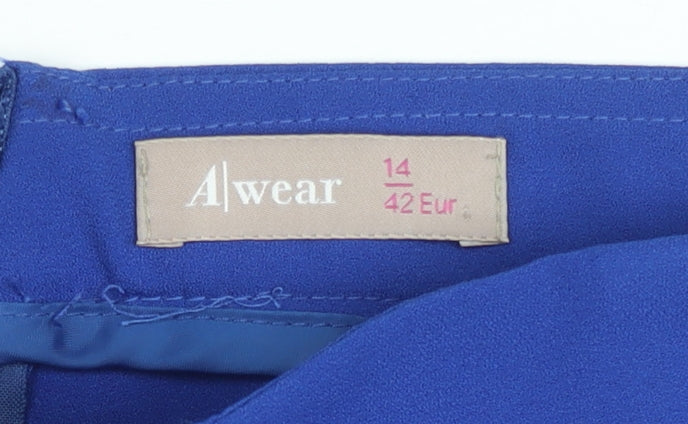 A|wear Women's Blue Size 14 Straight Leg Crepe Trousers