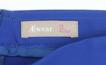 A|wear Women's Blue Size 14 Straight Leg Crepe Trousers