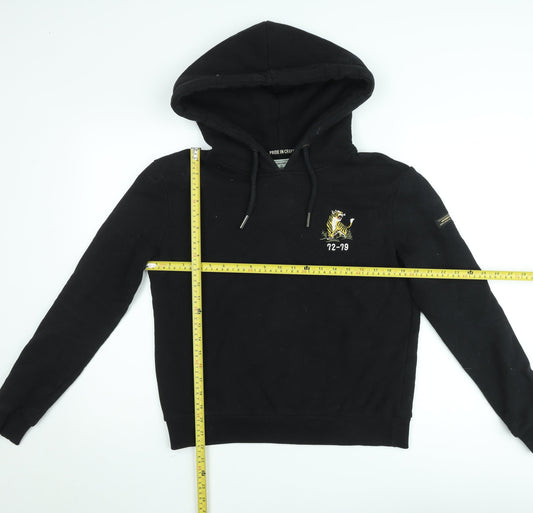 Superdry Womens Black Embroidered Pullover Hoodie Size M