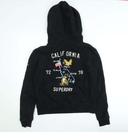 Superdry Womens Black Embroidered Pullover Hoodie Size M