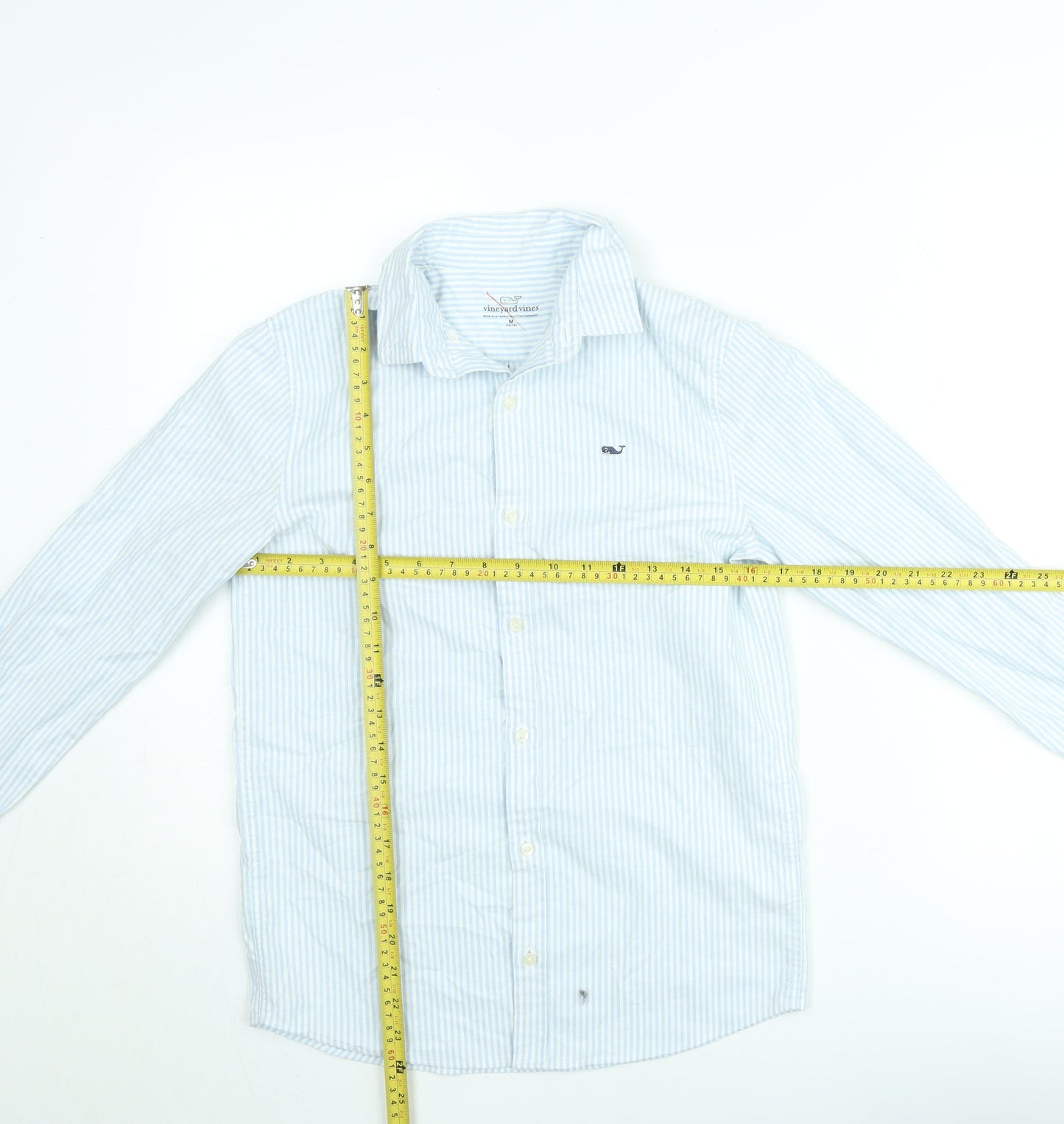 Vineyard Vines Men's Blue Striped Cotton Blend Long Sleeve Button-Up Shirt M