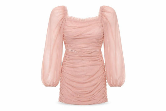 Missguided Women’s Pink Petite Size 8 Long Sleeve Ruched Bodycon Dress