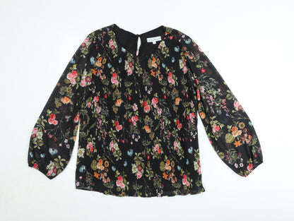 Sabrina Diamanti Women's Multicoloured Floral Chiffon Pleated Blouse L
