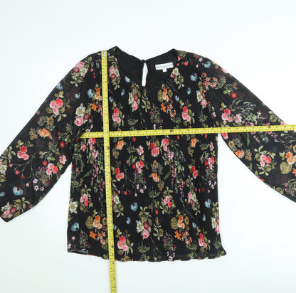 Sabrina Diamanti Women's Multicoloured Floral Chiffon Pleated Blouse L