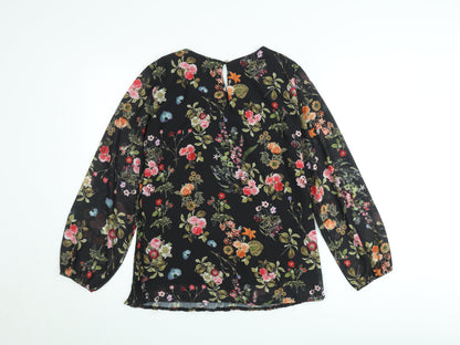Sabrina Diamanti Women's Multicoloured Floral Chiffon Pleated Blouse L