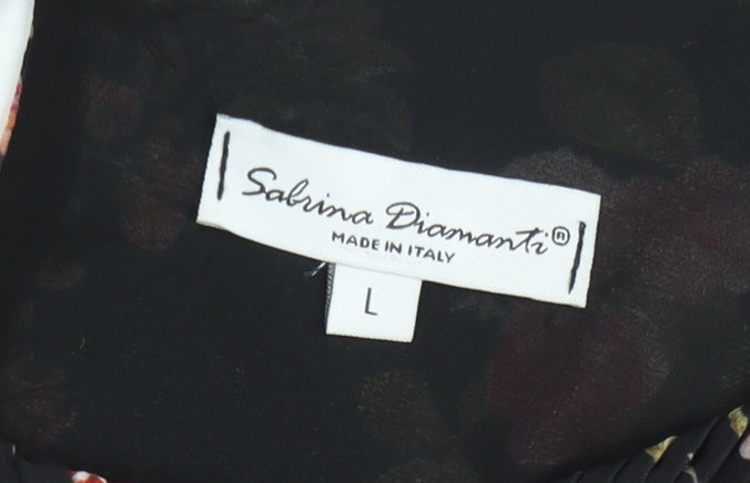 Sabrina Diamanti Women's Multicoloured Floral Chiffon Pleated Blouse L