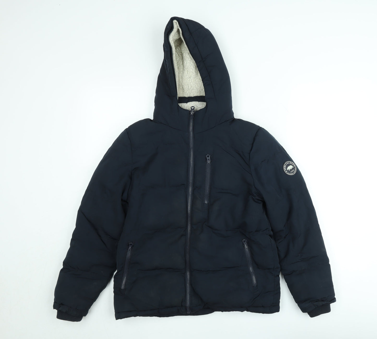 SoulCal & Co Teens Blue Hooded Puffer Jacket 164cm Winter Lined