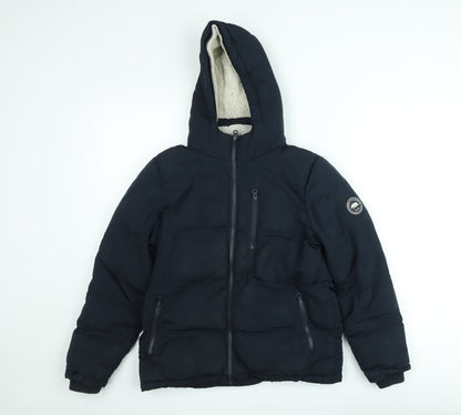 SoulCal & Co Teens Blue Hooded Puffer Jacket 164cm Winter Lined