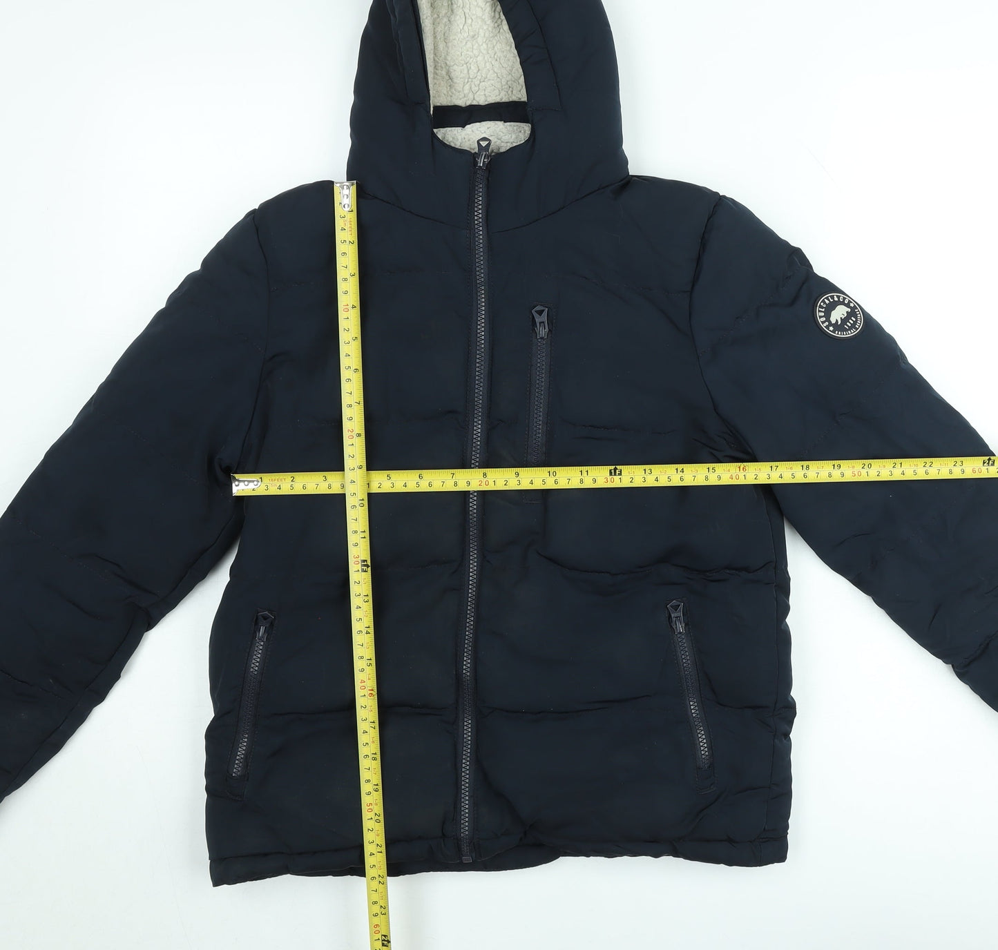 SoulCal & Co Teens Blue Hooded Puffer Jacket 164cm Winter Lined
