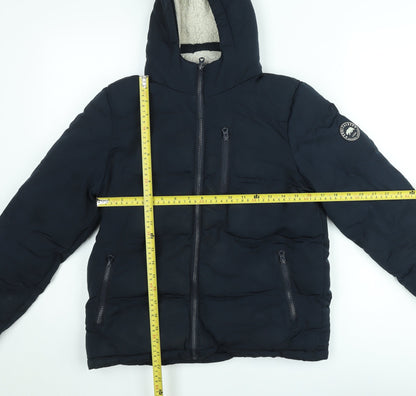 SoulCal & Co Teens Blue Hooded Puffer Jacket 164cm Winter Lined