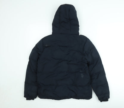 SoulCal & Co Teens Blue Hooded Puffer Jacket 164cm Winter Lined