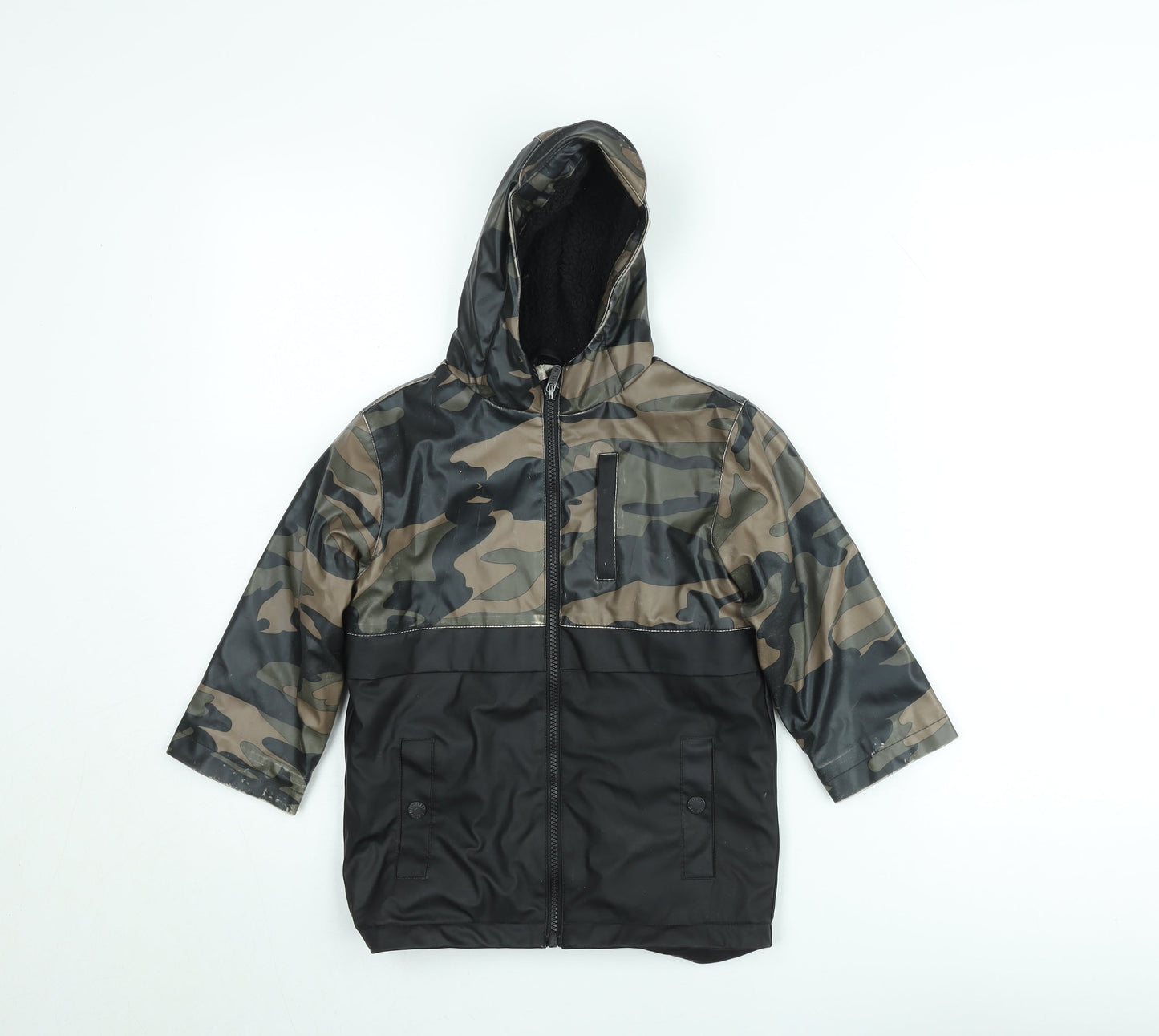 Firetrap Boys Green Camouflage Hooded Waterproof Rain Coat Jacket 3-4 Years