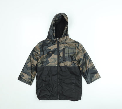 Firetrap Boys Green Camouflage Hooded Waterproof Rain Coat Jacket 3-4 Years