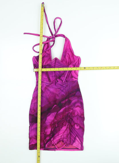 Sodah London Women’s Pink Tie Dye Bodycon Halter Mini Dress Size 8