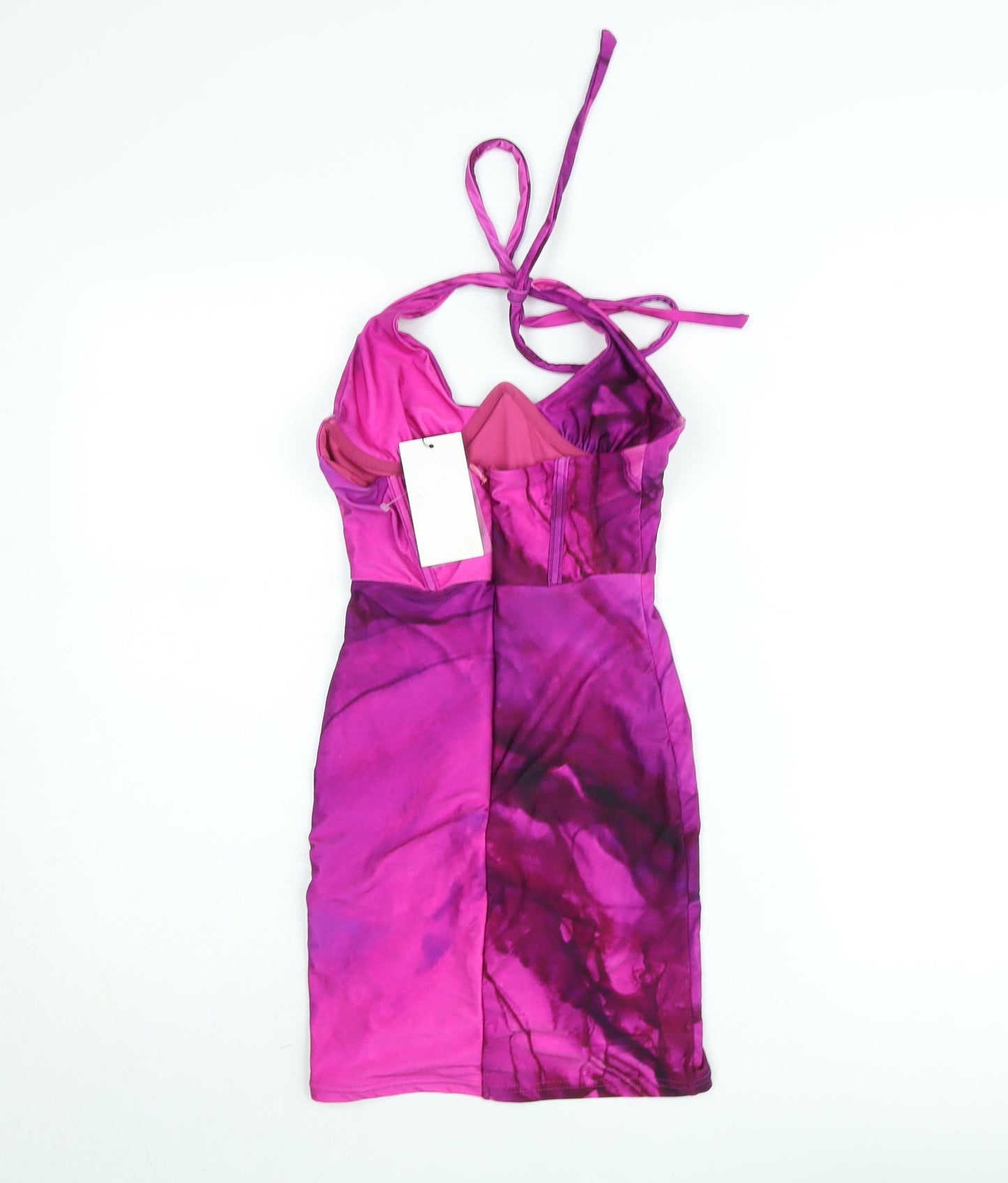 Sodah London Women’s Pink Tie Dye Bodycon Halter Mini Dress Size 8