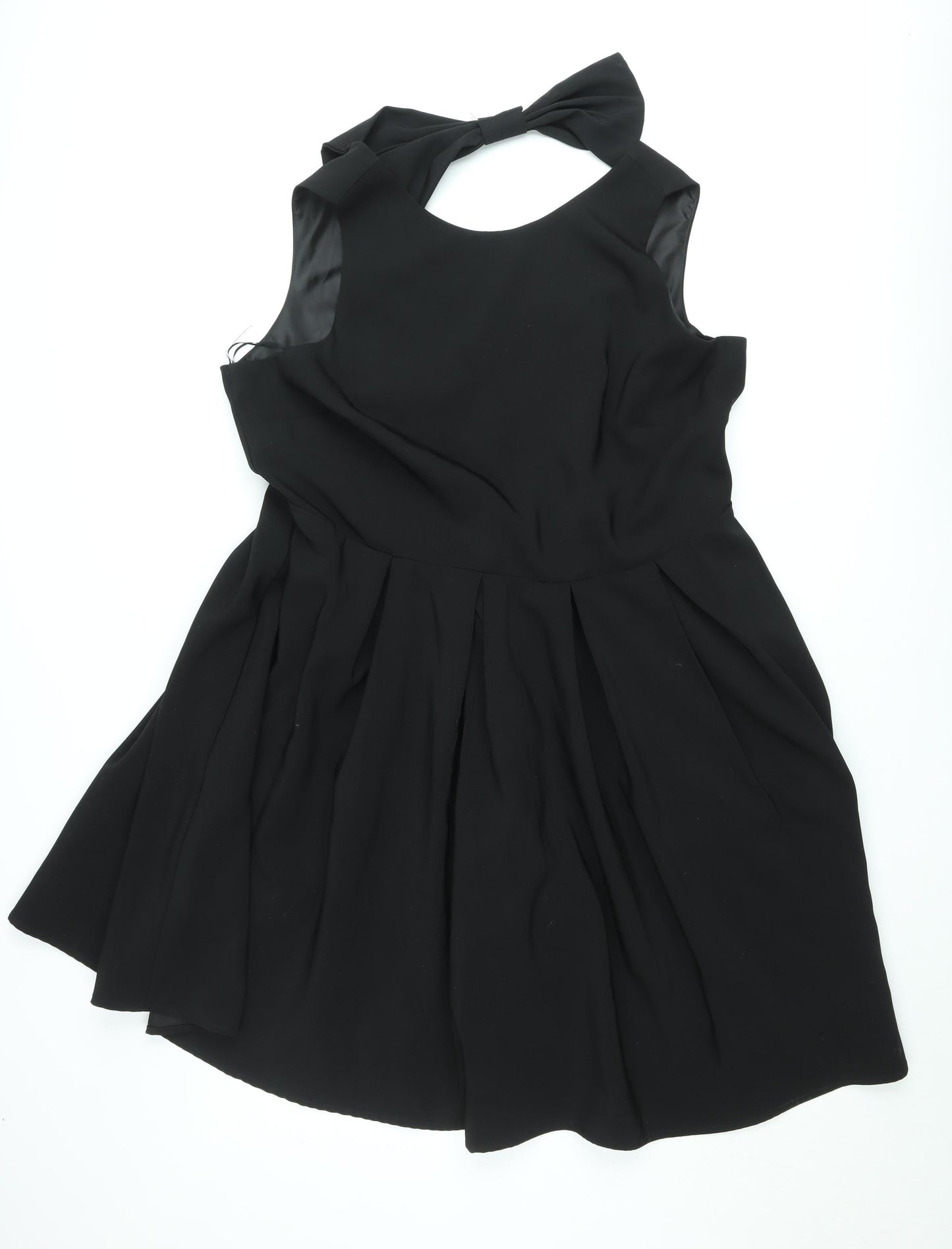 Myleene Klass Women's Black Fit & Flare Bow Back Sleeveless Dress Size 12