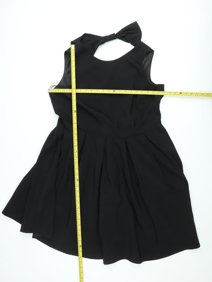 Myleene Klass Women's Black Fit & Flare Bow Back Sleeveless Dress Size 12
