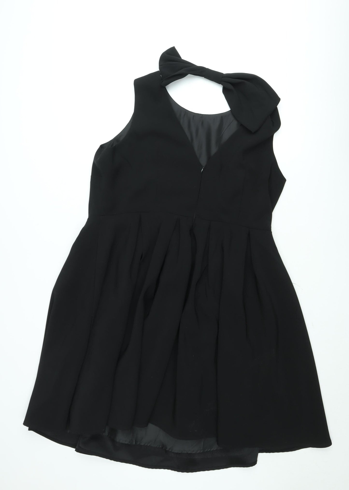 Myleene Klass Women's Black Fit & Flare Bow Back Sleeveless Dress Size 12
