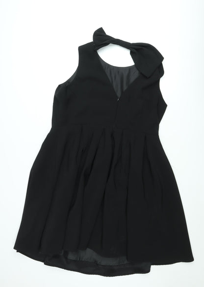 Myleene Klass Women's Black Fit & Flare Bow Back Sleeveless Dress Size 12
