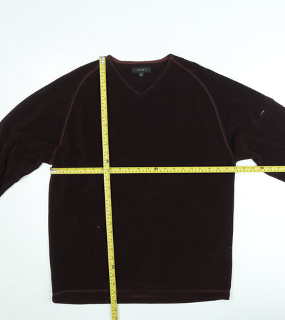 Next Men's Brown V-Neck Velvet Pullover Jumper Size M