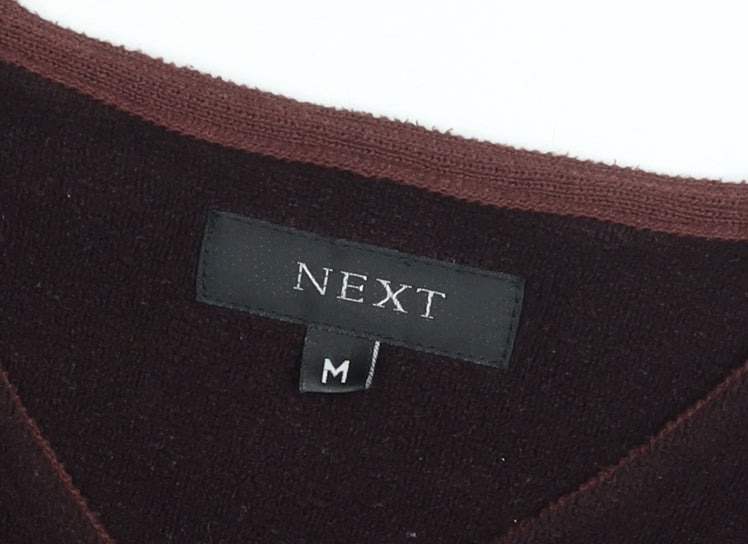 Next Men's Brown V-Neck Velvet Pullover Jumper Size M