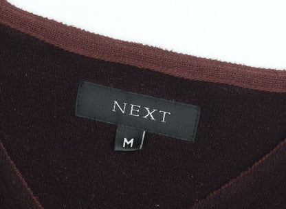 Next Men's Brown V-Neck Velvet Pullover Jumper Size M