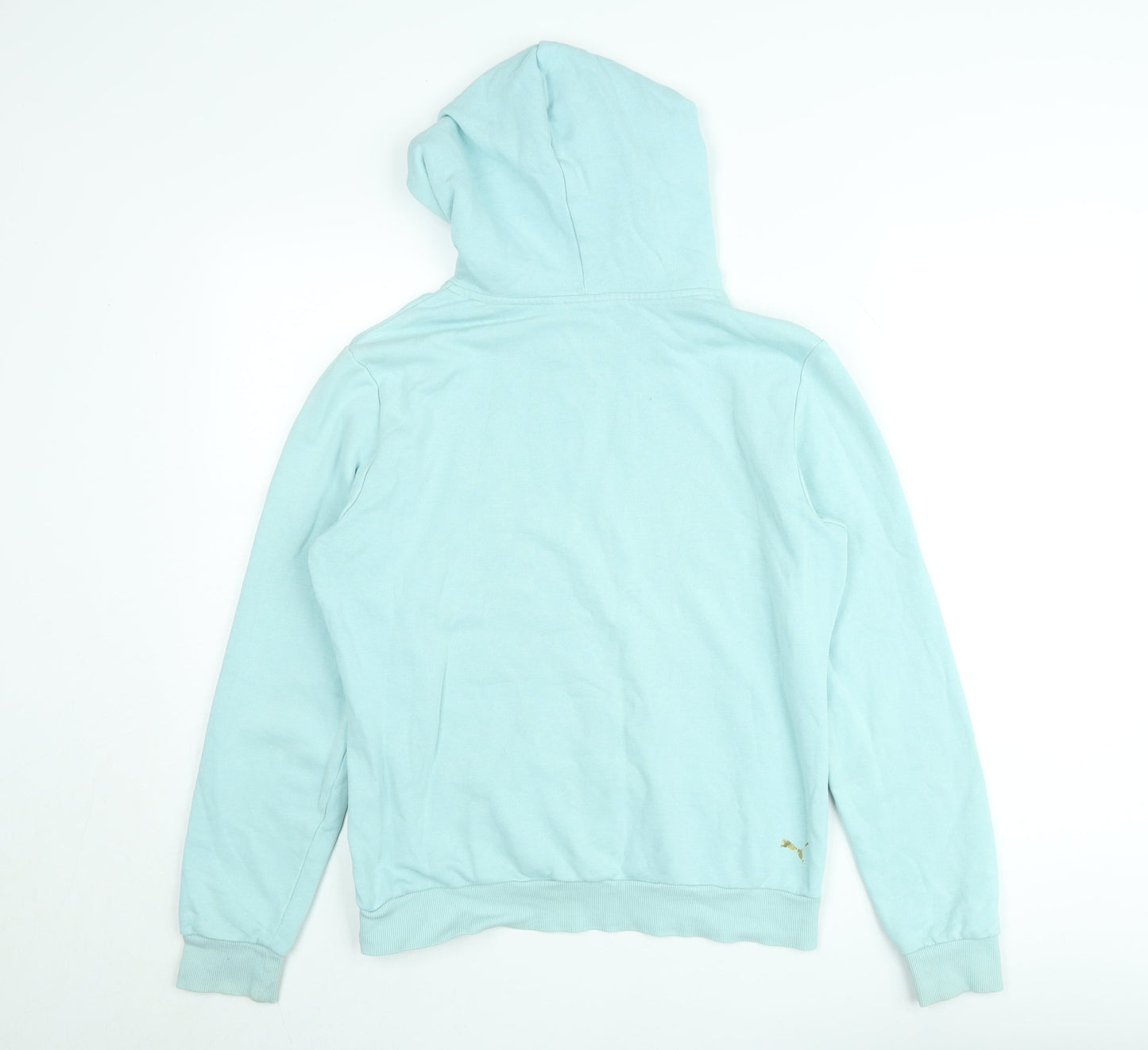 Puma Women's Light Blue Pullover Hoodie UK 14 L Cotton Casual