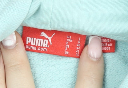 Puma Women's Light Blue Pullover Hoodie UK 14 L Cotton Casual