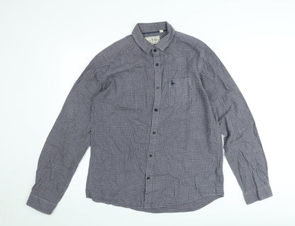 Jack Wills Men's Blue Check Classic Cotton Long Sleeve Button-Up Shirt Size M