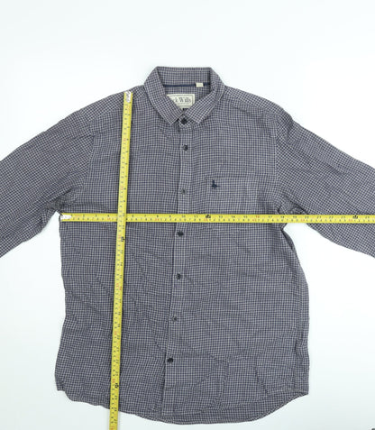 Jack Wills Men's Blue Check Classic Cotton Long Sleeve Button-Up Shirt Size M
