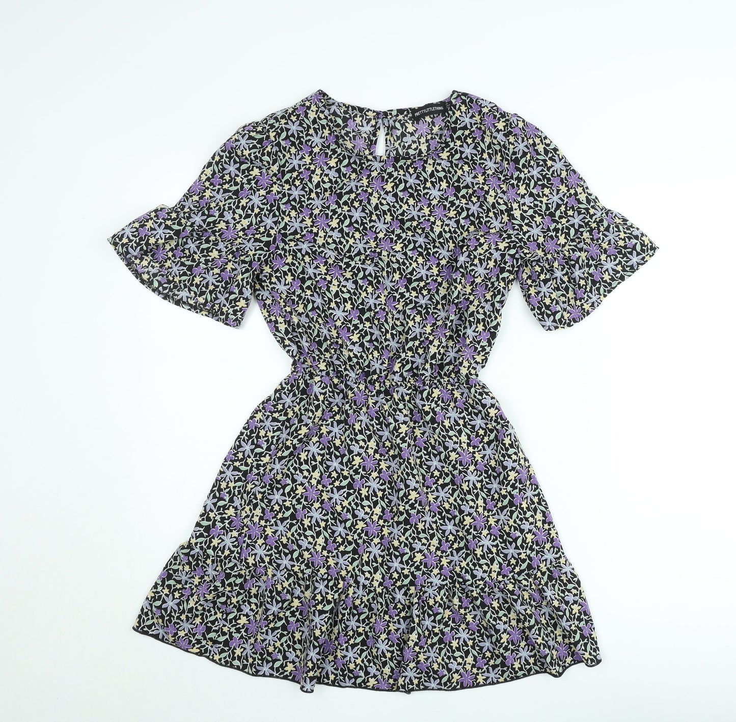 PrettyLittleThing Women's Multicoloured Floral Skater Dress Size 8