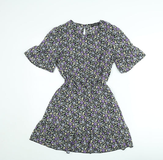 PrettyLittleThing Women's Multicoloured Floral Skater Dress Size 8