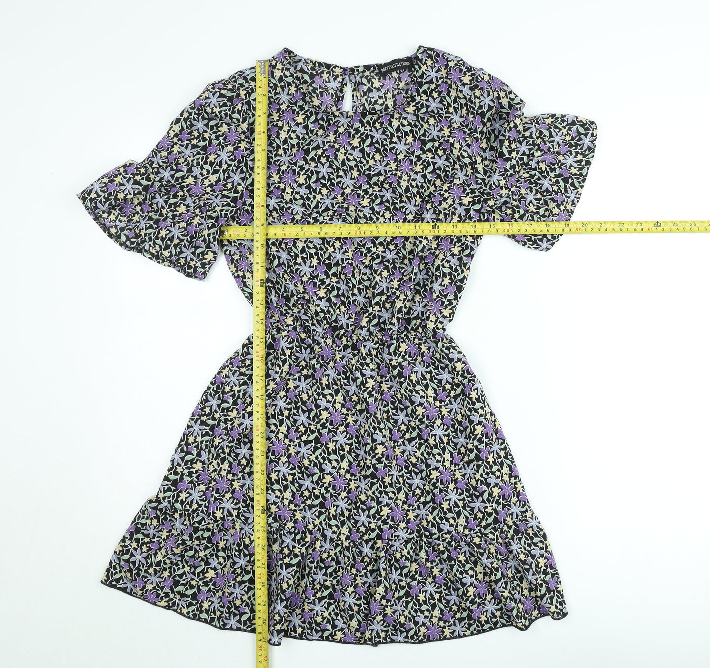PrettyLittleThing Women's Multicoloured Floral Skater Dress Size 8