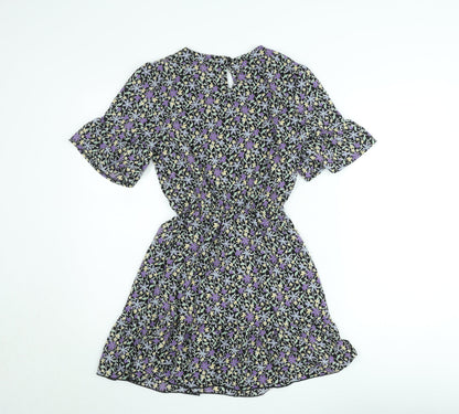 PrettyLittleThing Women's Multicoloured Floral Skater Dress Size 8