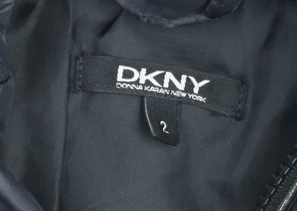 DKNY Girls Black Belted Hooded Long Puffer Coat Size 2 Years Winter Jacket