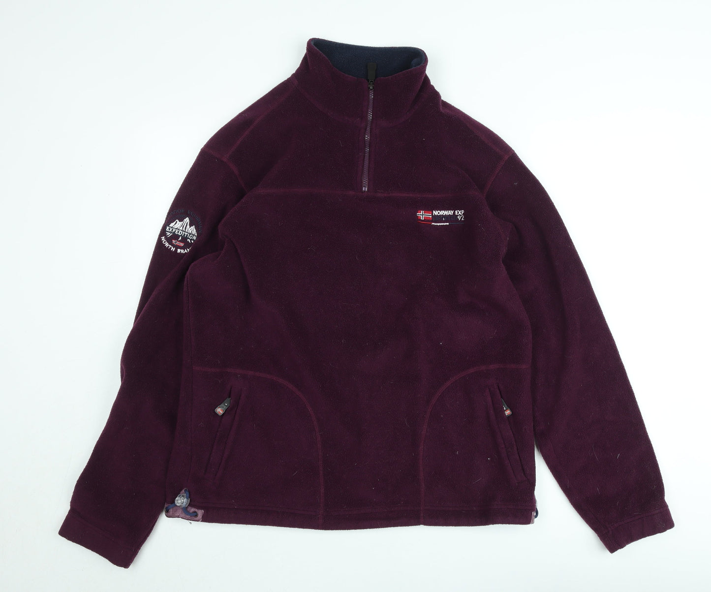 Gil D’Auray Women’s Burgundy Fleece Pullover Sweatshirt XL 1/2 Zip Norway Expedition Embroidered