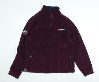 Gil D’Auray Women’s Burgundy Fleece Pullover Sweatshirt XL 1/2 Zip Norway Expedition Embroidered