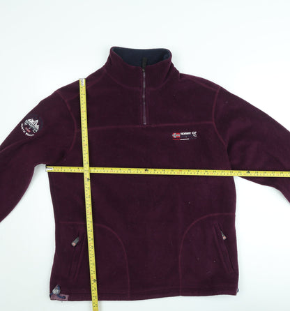 Gil D’Auray Women’s Burgundy Fleece Pullover Sweatshirt XL 1/2 Zip Norway Expedition Embroidered