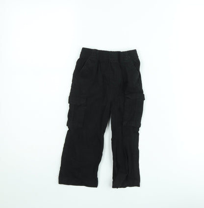 Garanimals Boys Black Cargo Trousers 2 Years Elastic Waist Cotton