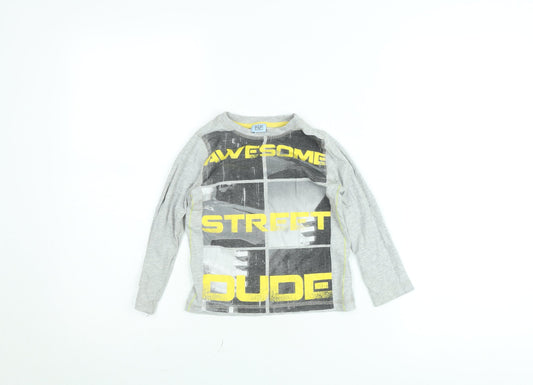 F&F Boys Grey Long Sleeve 'Awesome Street Dude' Graphic T-Shirt 5-6 Years