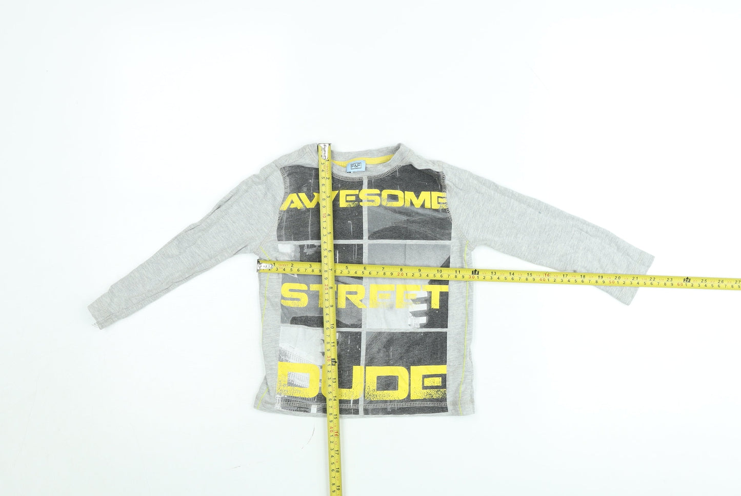 F&F Boys Grey Long Sleeve 'Awesome Street Dude' Graphic T-Shirt 5-6 Years