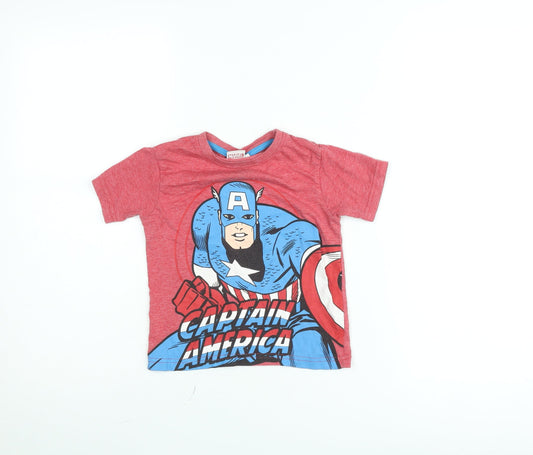Marvel Boys Red Captain America Graphic T-Shirt 2-3 Years
