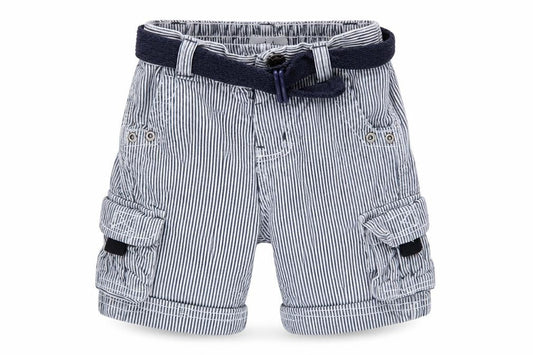 Early Days Boys Grey Striped Cargo Shorts with Belt Size 12-18 Months