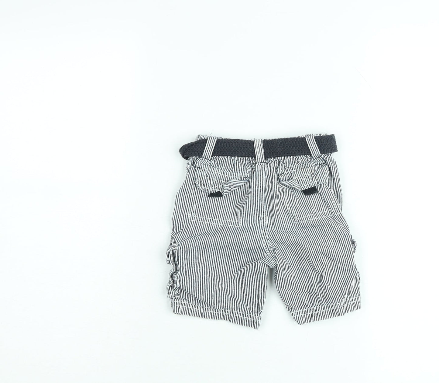 Early Days Boys Grey Striped Cargo Shorts with Belt Size 12-18 Months