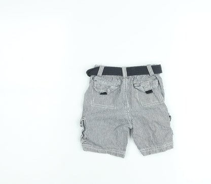 Early Days Boys Grey Striped Cargo Shorts with Belt Size 12-18 Months